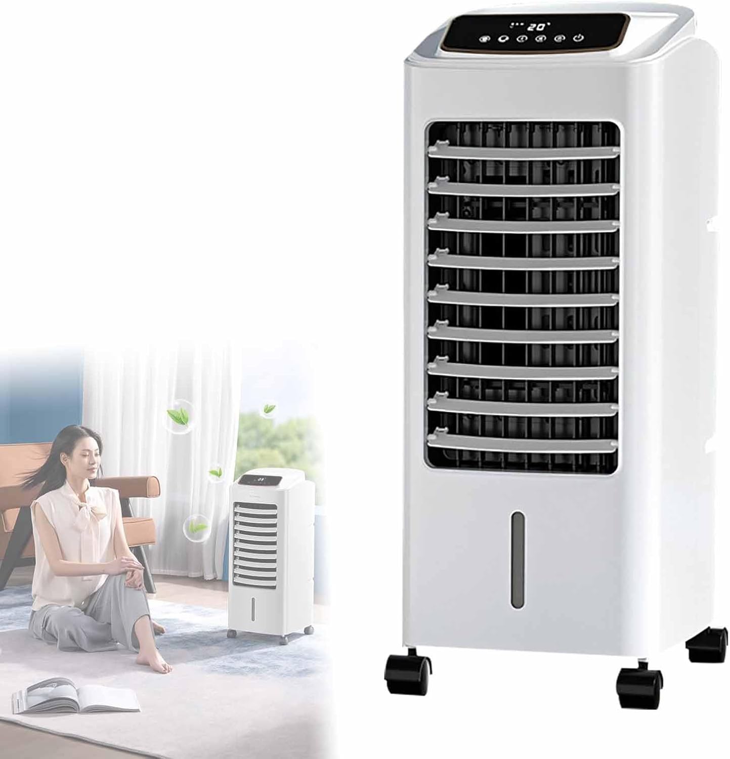 GENERIC Refroidisseur D'air Portable Avec Réservoir De 6,5 L, 4 Roues, Ventilateur à 3 Vitesses, Minuterie 24 H, Télécommande, Pour Bureau/dortoir/chambre