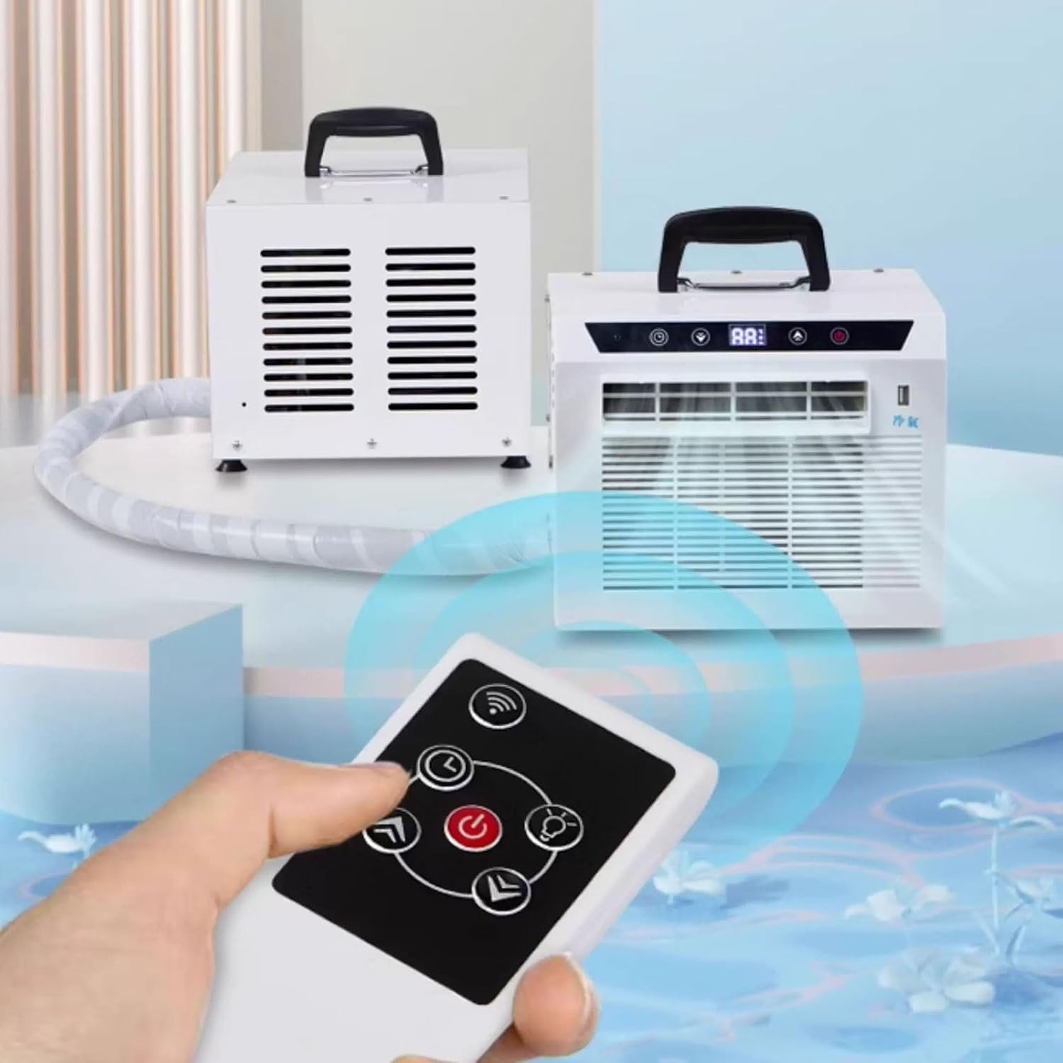  3000 BTU Split AC Pour VR, Refroidisseur De Chambre Compact Avec Contrôle Tactile, Minuterie 12H, Filtre Lavable Et Poignée Portable Pour Le Camping à Domicile