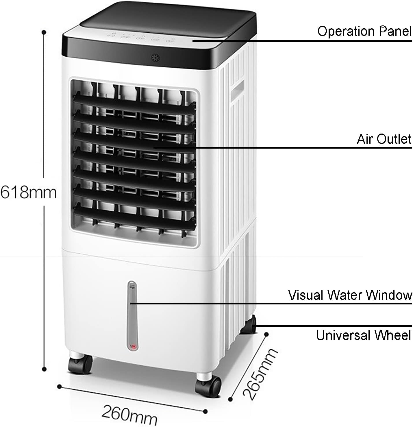 GENERIC Refroidisseur D'air Portable Avec Fonctions De Refroidissement Par évaporation, Humidificateur Et Purification Pour La Maison Et Le Bureau