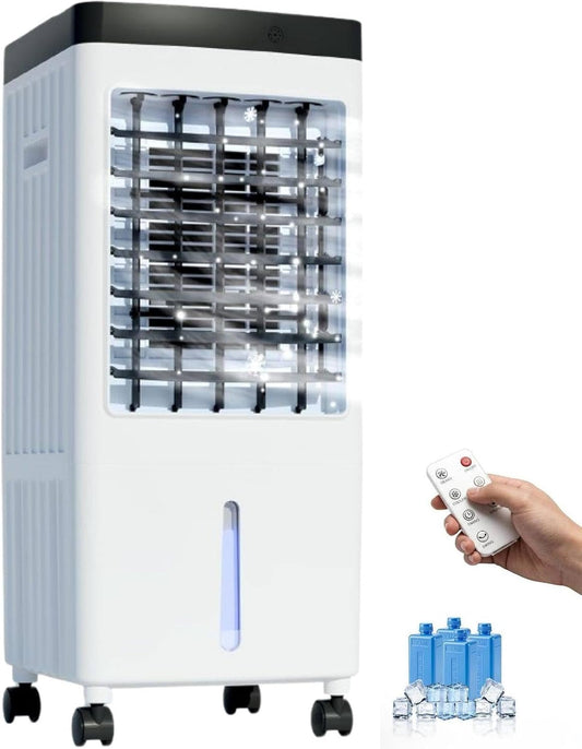  Climatiseur Portable Sans Fenêtre, Ventilateur Refroidisseur D'air 15 L Avec 3 Vitesses De Ventilation, Installation Non Requise, Rafraîchisseur D'air Par évaporation RemoteControl