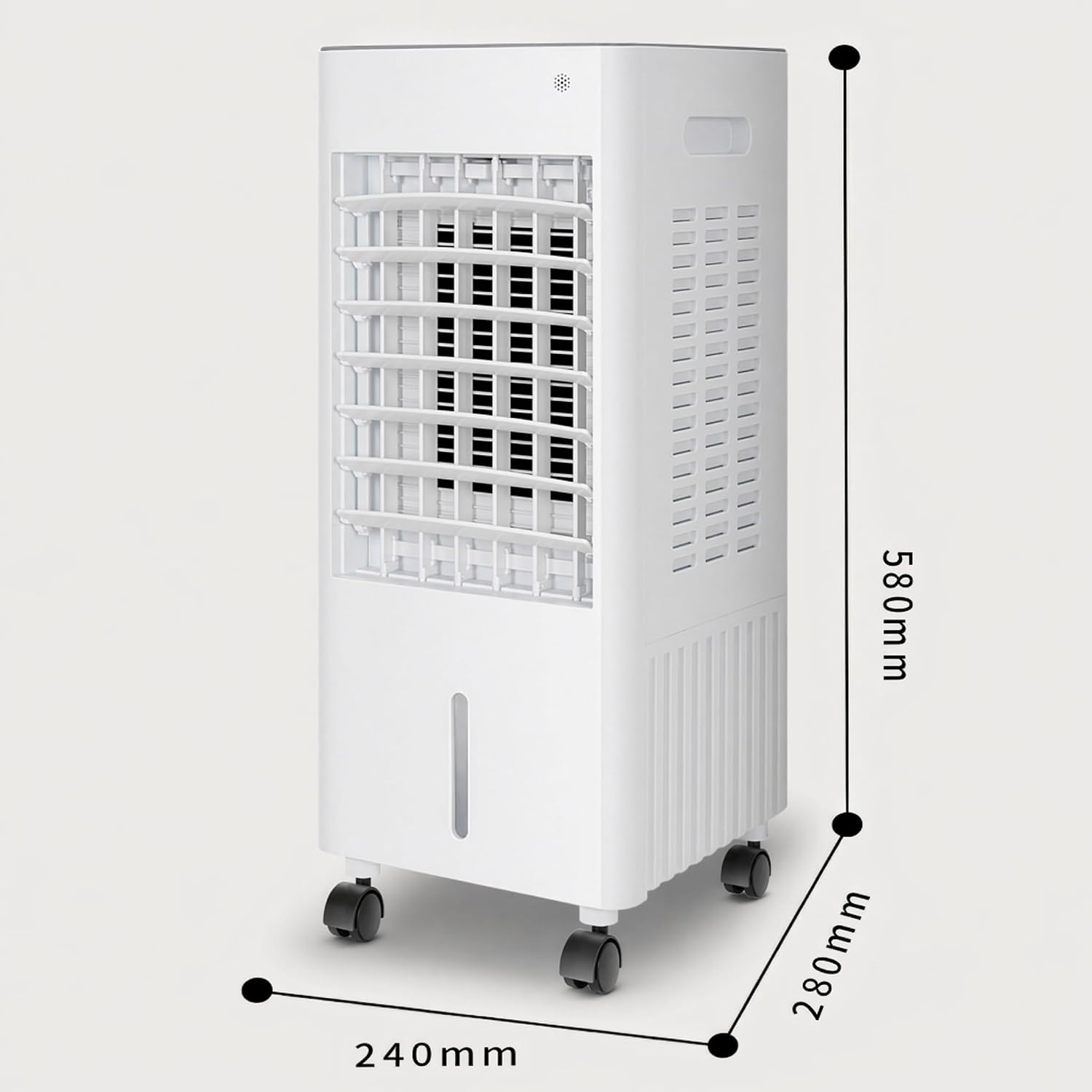  Climatiseur Évaporatif 4 En 1 Avec Réservoir 12L Et Télécommande，3 Vitesses, Oscillation 90°-120°, Minuterie 7,5 H, 4 Blocs De Glace Inclus, Roulettes Mobiles (White 12L)