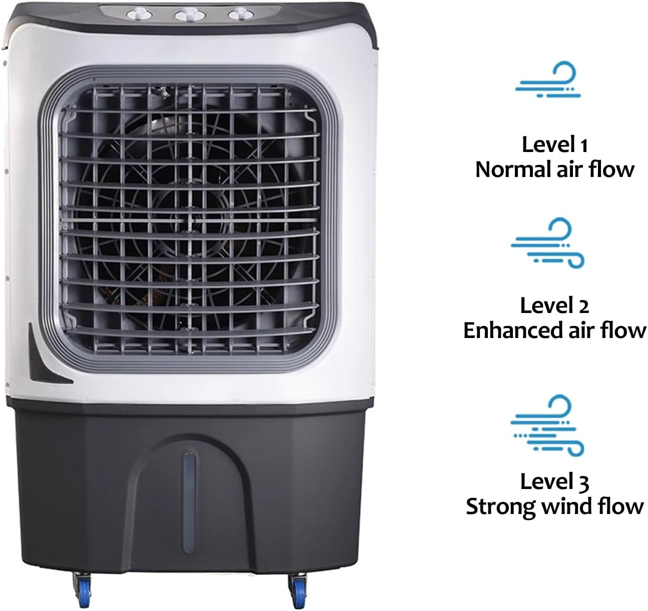  Refroidisseur D'air Par Évaporation, Air Conditioner, Ventilateur Humidificateur 3 En 1, Climatiseur Mobile Pour Intérieur, Extérieur, Patio, Garage