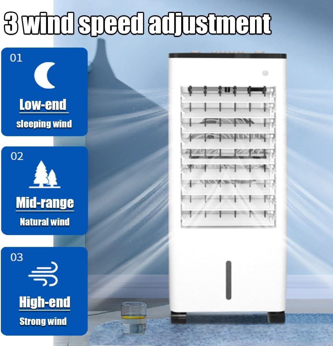 Refroidisseur Dair Par Évaporation, Ventilateur Portable Sans Fenêtre, 3 Vitesses De Ventilation Avec Télécommande, Diffusion Dair Grand Angle À 90°, Minuterie 12 H, Ventilateur Rafraîchissant