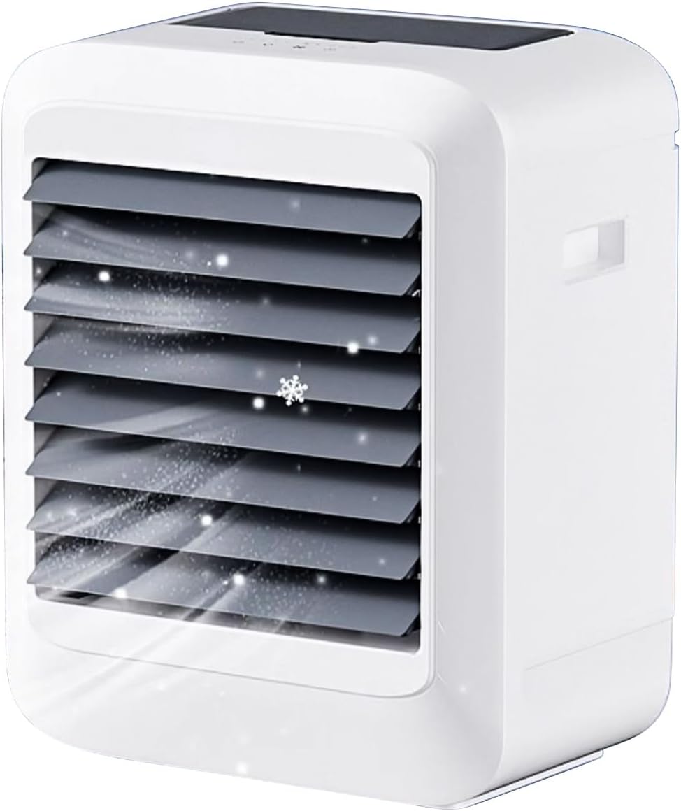  Refroidisseur D'air Par évaporation, Mini Air Conditioner Portable à 3 Vitesses Avec Humidificateur, Pour Chambre, Bureau Et Camping, Rechargeable Par USB