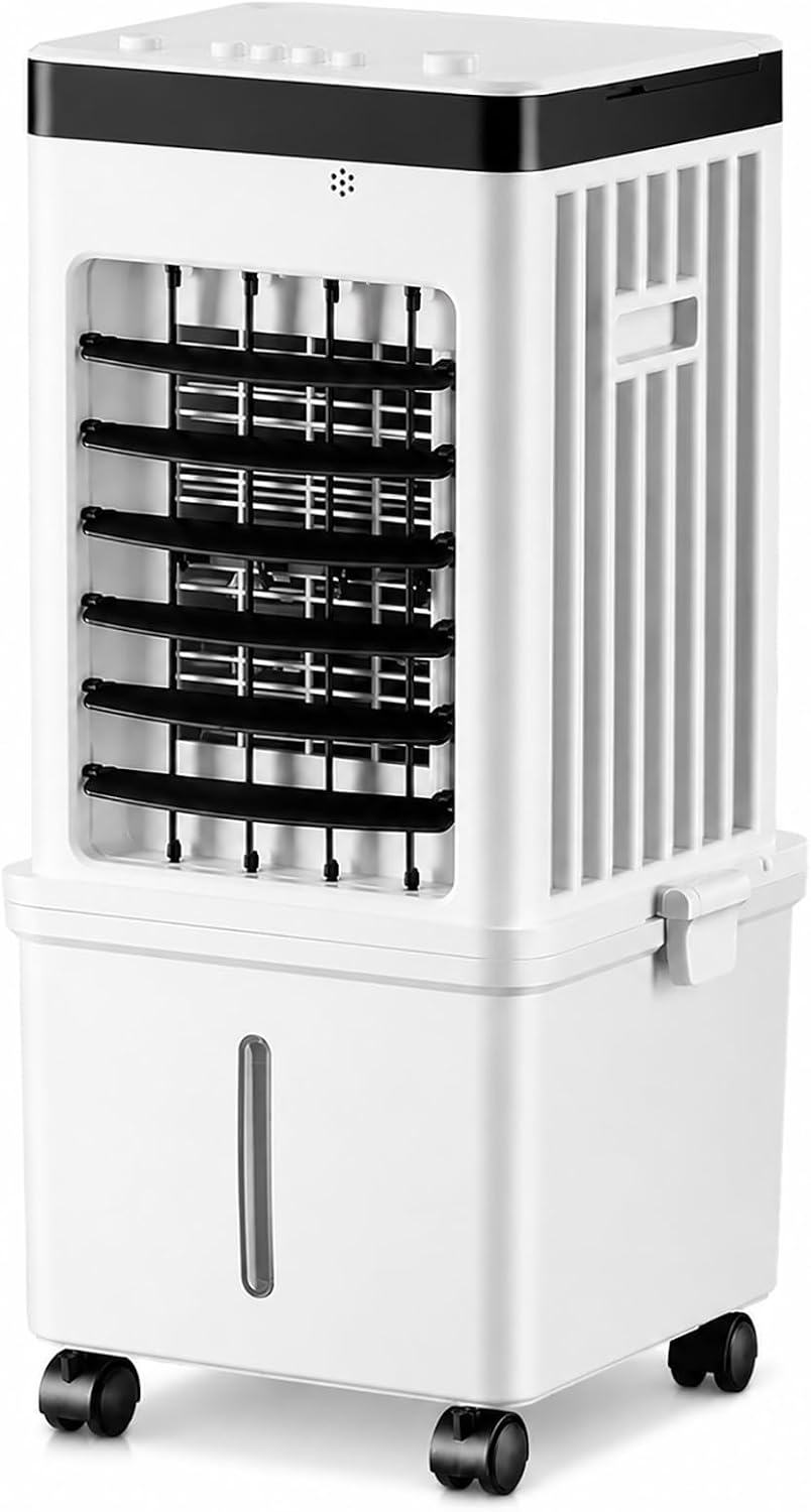  24 Pouces Climatiseur évaporatif, Portable Rafraîchisseur D'Air Avec Roulettes, Idéal Pour Salon, Chambre, Bureau