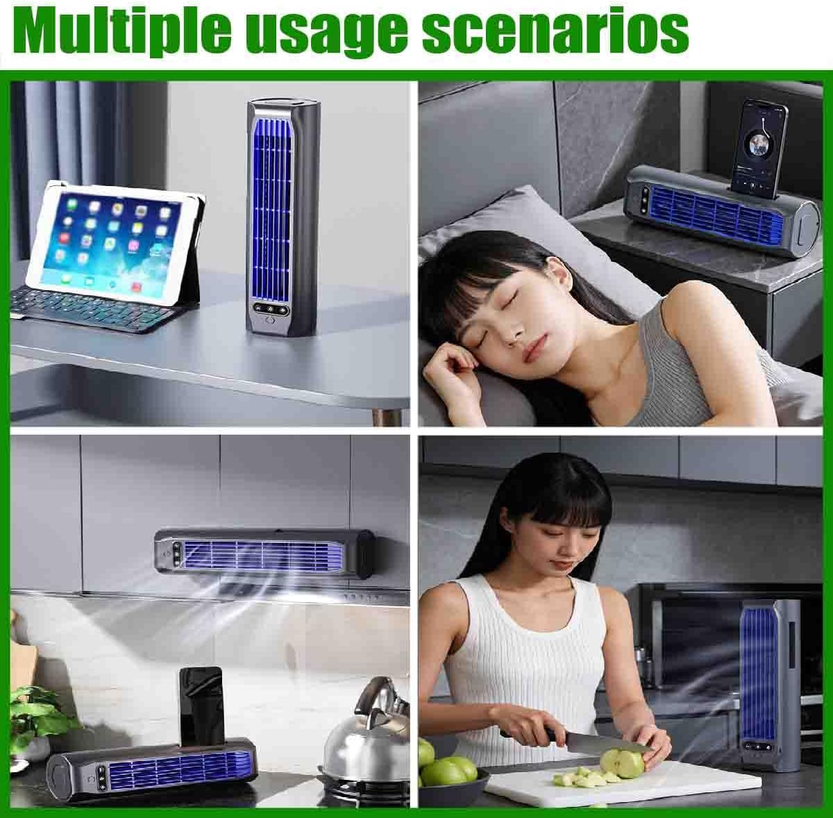 Cooling Aces Portable Air Conditioner Fan,Bladeless Cooling Fan,Summer Fast Coolings Personal Air Cooler With 3 Adjustable Speeds,LED Display,USB Charging Tower Fans For Bedroom,Office,Home，white