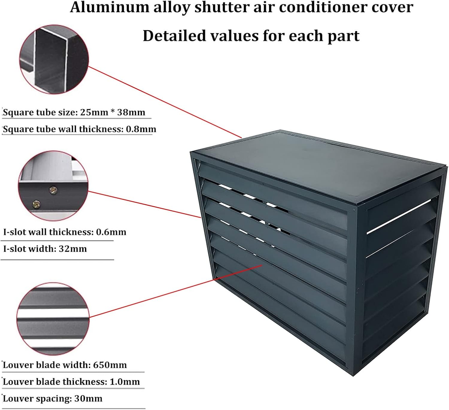 GENERIC Housse De Protection En Aluminium Pour Climatiseur Extérieur Et Support De Fleurs Pour Unités De Climatisation Et Pompes à Chaleur, Boîtier Autoportant Pour Poubelles Ou Unités AC