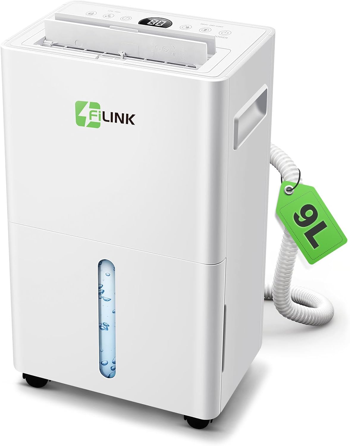  Deshumidificateur D Air 16L/Jour, Déshumidificateur Electrique, Minuterie 24H, Verrouillage Pour Enfants, Protection Anti Débordement, 110m³ (45m²), Pour Maison, Appartement, Salle De Bain, Cave