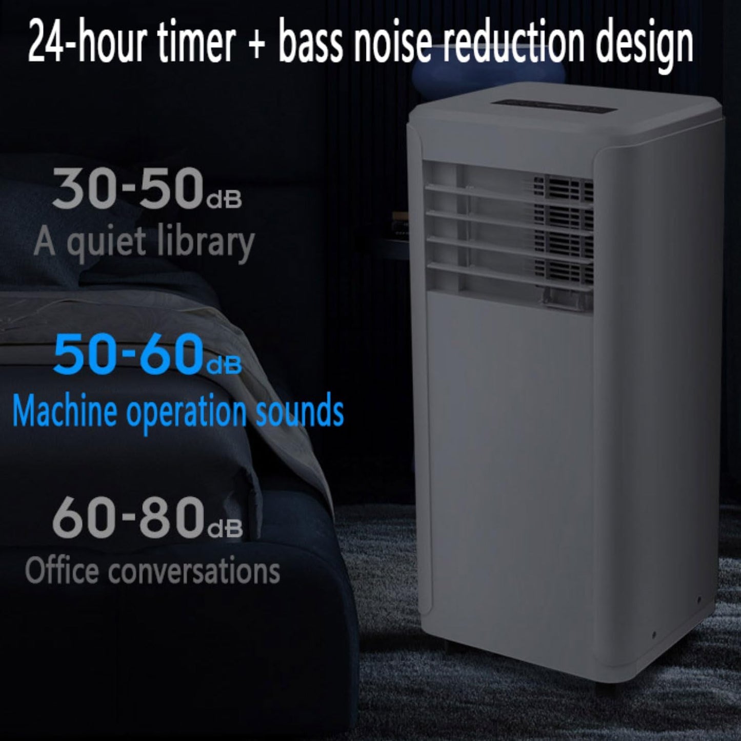  Climatiseur Portable Avec Ventilateur Et Déshumidificateur, Fonctionnement Silencieux Pour Les Chambres Jusqu'à 450 Pieds Carrés, Kit D'installation De Fenêtre Complet Pour Le Refroidissement à Domici