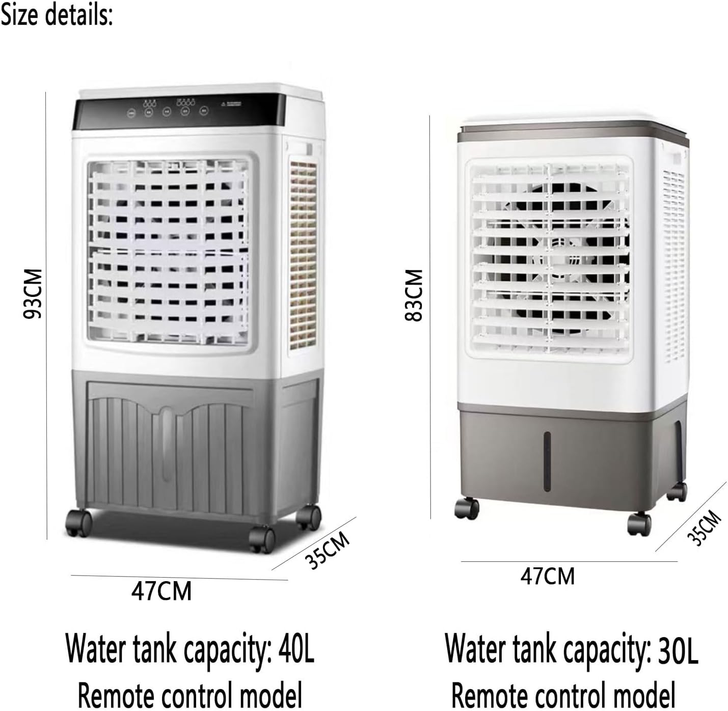  Refroidisseur D'air évaporatif Portable Avec Réservoir De 40 L, 3 Vitesses Et Oscillation à 120°, Refroidisseur Industriel Pour Usage Commercial Extérieur
