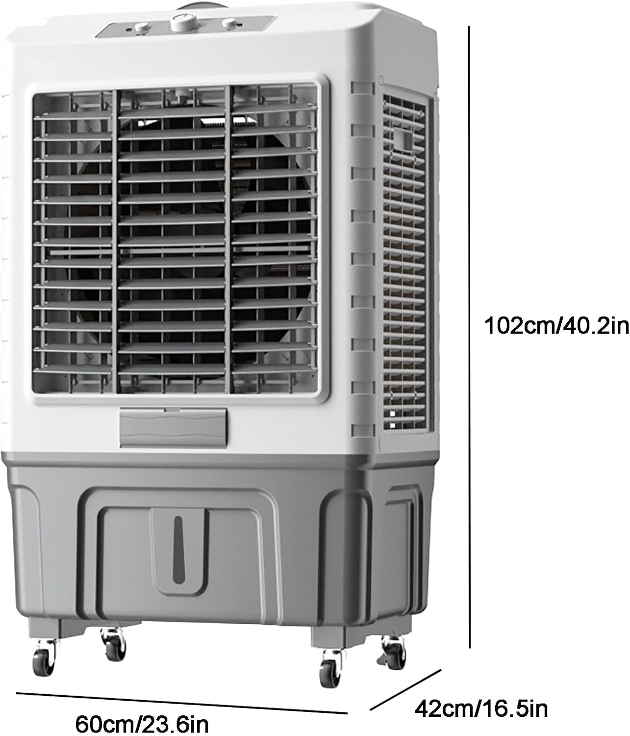 GENERIC Ventilateur De Refroidissement à évaporation, Grand Réservoir De 55 L, Humidificateur Et Refroidisseur 3 En 1, Moteur Puissant Pour Un Refroidissement Efficace, Contrôle Mécanique Pour Une Utilisation