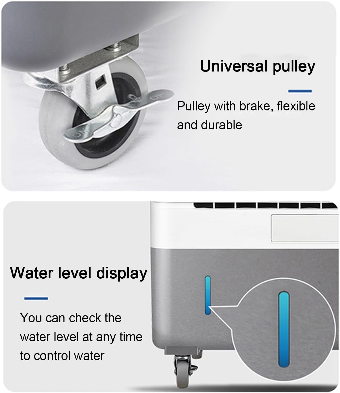  Climatiseur Swamp Cooler, Refroidisseur D'air Par évaporation Avec 4 Compartiments à Glace, Oscillation à 120°, Ventilateur Portable à 3 Vitesses Pour Chambre à Coucher, Bureau