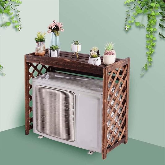  Clôture De Climatiseur Extérieur En Bois, Couvertures De Climatisation, Support De Rangement De Plantes De Climatisation En Bois, étagère Décorative, Support De Fleurs à