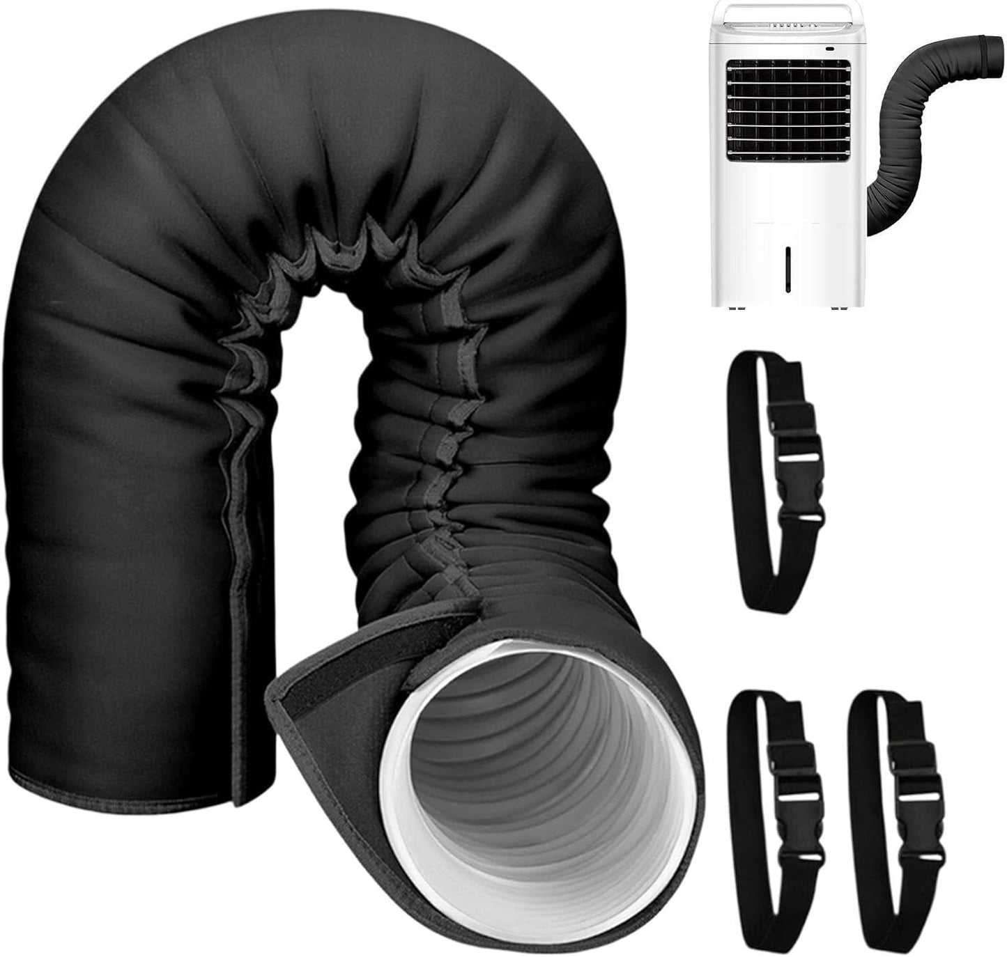  Manchon D'isolation Portable Pour Tuyau De Climatisation 150 X 53 Cm | Housse Isolante Pour Tuyau D évacuation D Air De Climatiseur Portable Avec 3 Sangles à Boucle Réglables,tuyaux De 5.1 à 5,9in
