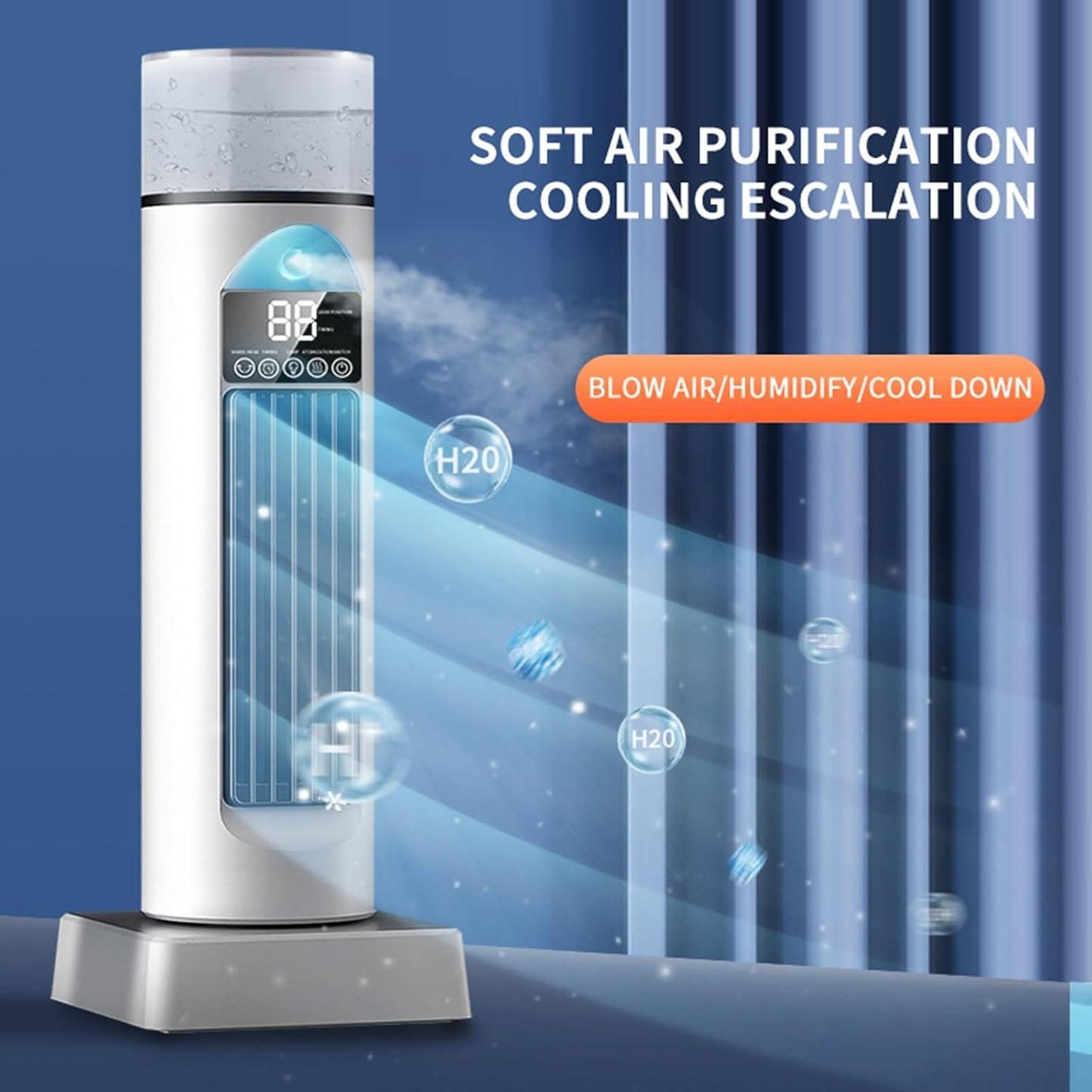 GENERIC Ventilateur De Climatisation – Ventilateurs De Refroidissement Qui Soufflent De L'air Froid | Gadgets Cool Sans Pales – Humidificateur à évaporation Silencieux Avec Minuterie Et Télécommande Pour