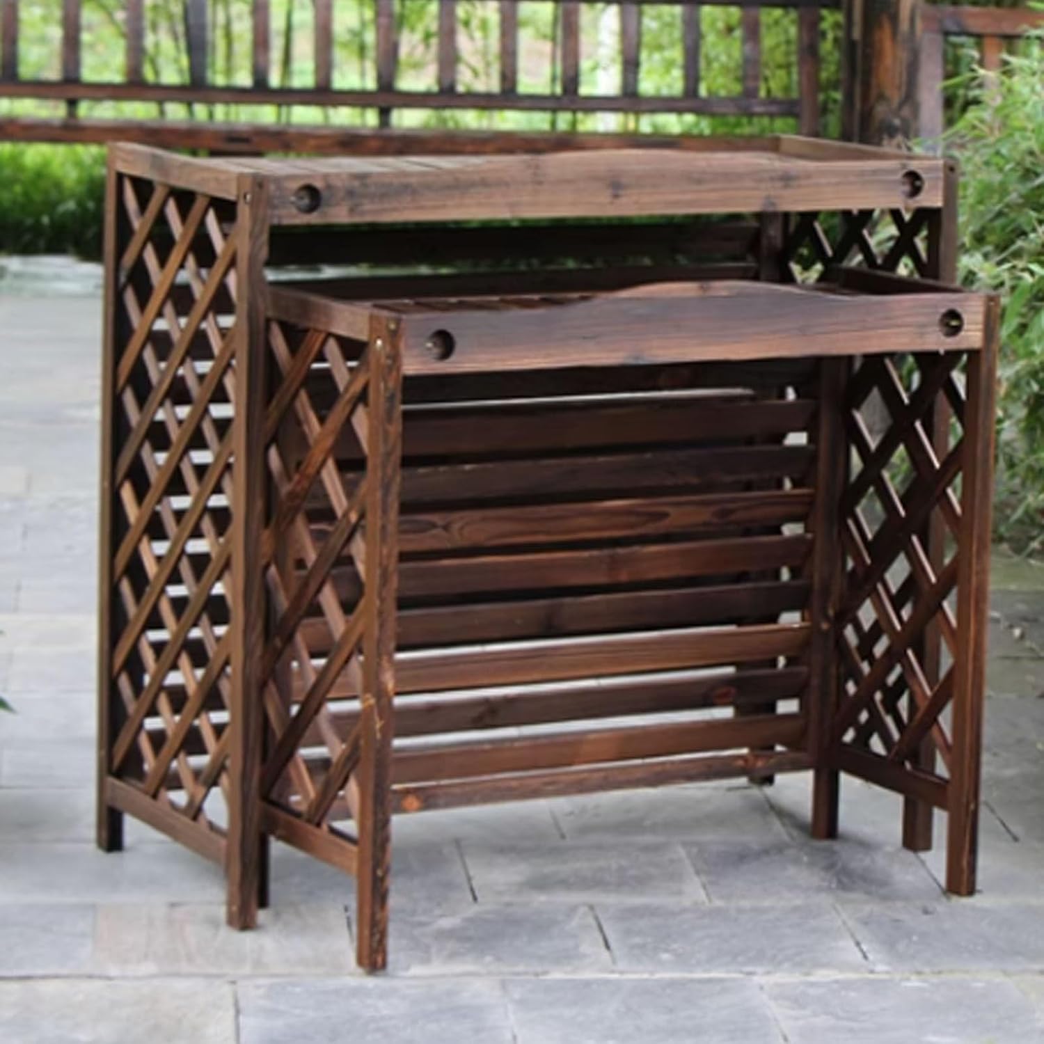  Housse De Protection Vintage Pour Climatiseur Extérieur - Protection De Clôture En Bois - Résistante Aux Intempéries - Unité AC - Poubelle Et Clôture - 95 X 40 X 89 Cm