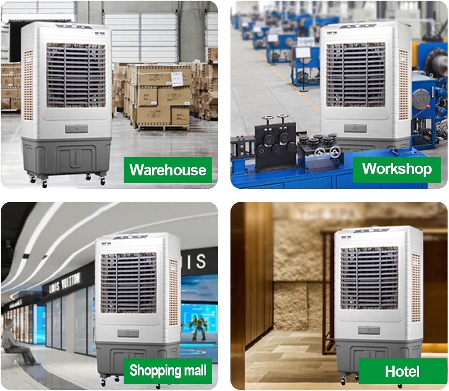  Refroidisseur D'air Par évaporation Avec Réservoir D'eau De 55 L, Air Conditioner Oscillation à 120°, 3 Vitesses, Pour Chambre, Terrasse, Garage