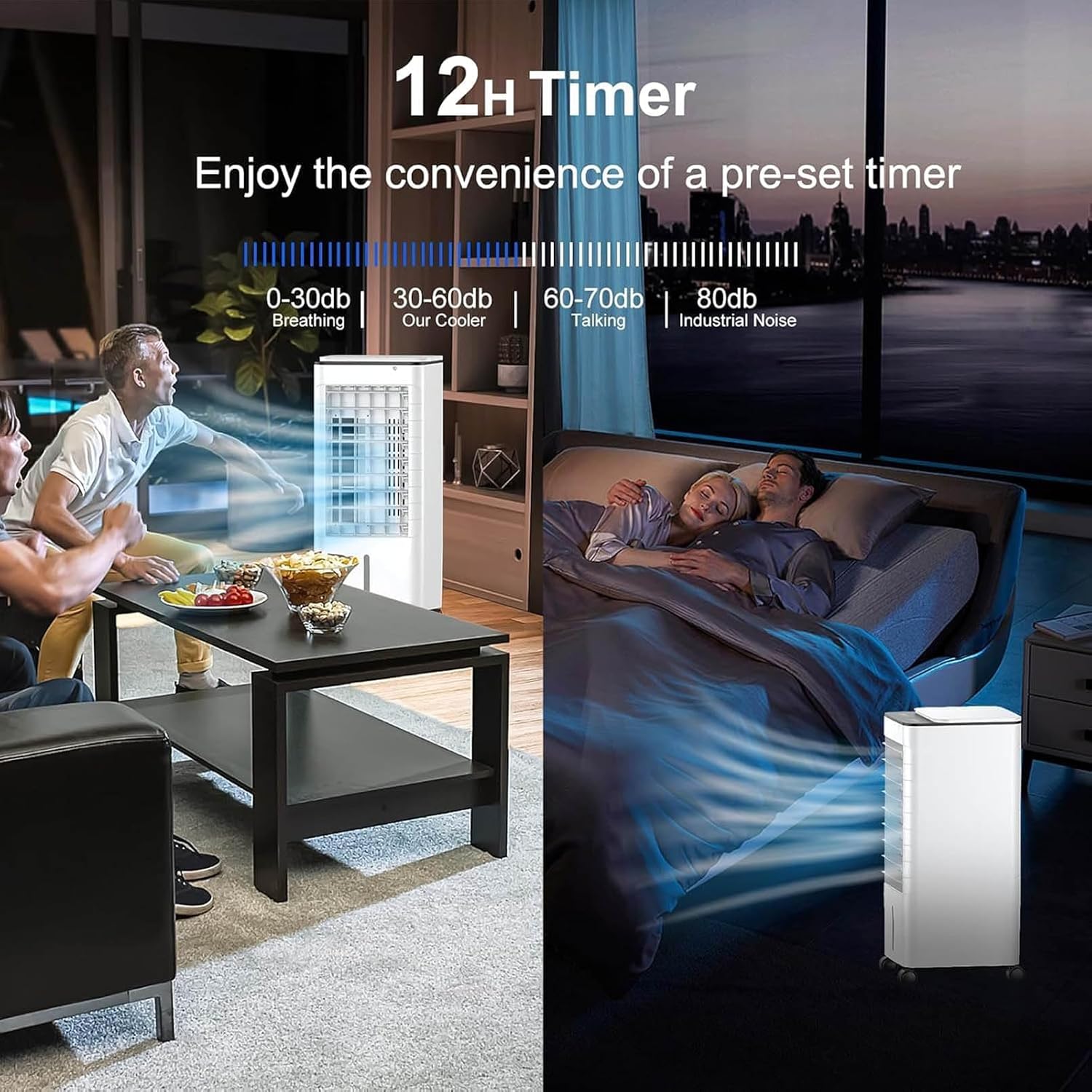  Climatiseur Portable Sans Conduit Avec Minuterie De 15 Heures Et Arrêt Automatique, Réservoir D'eau De 9 L, Ventilateur De Refroidissement Silencieux, Roues, Gain De Place Pour La Maison Et Le Bureau