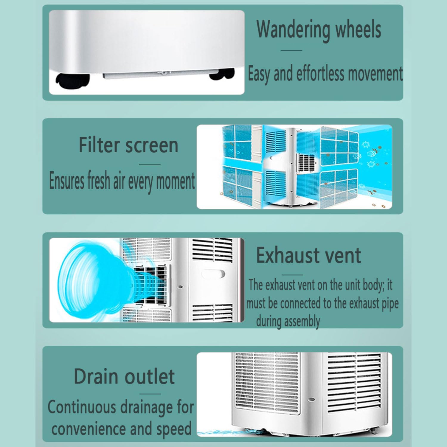  Climatiseur Portable Smart AC Unit Déshumidificateur De Refroidissement Rapide Mode De Sommeil Silencieux 24H Minuterie Kit De Fenêtre Inclus Pour La Chambre à Coucher