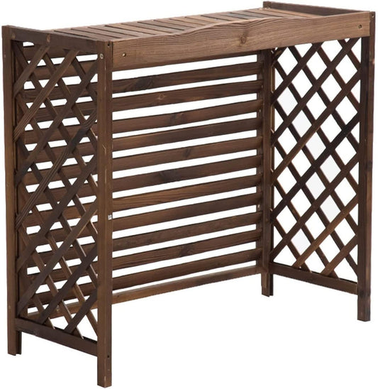 GENERIC Housse De Protection Pour Climatiseur Extérieur Et Boîtier De Pompe à Chaleur – Clôture De Confidentialité En Bois Massif Avec Support De Fleur, Bouclier De Poubelle De 2,4 M, Grilles Résistantes Aux