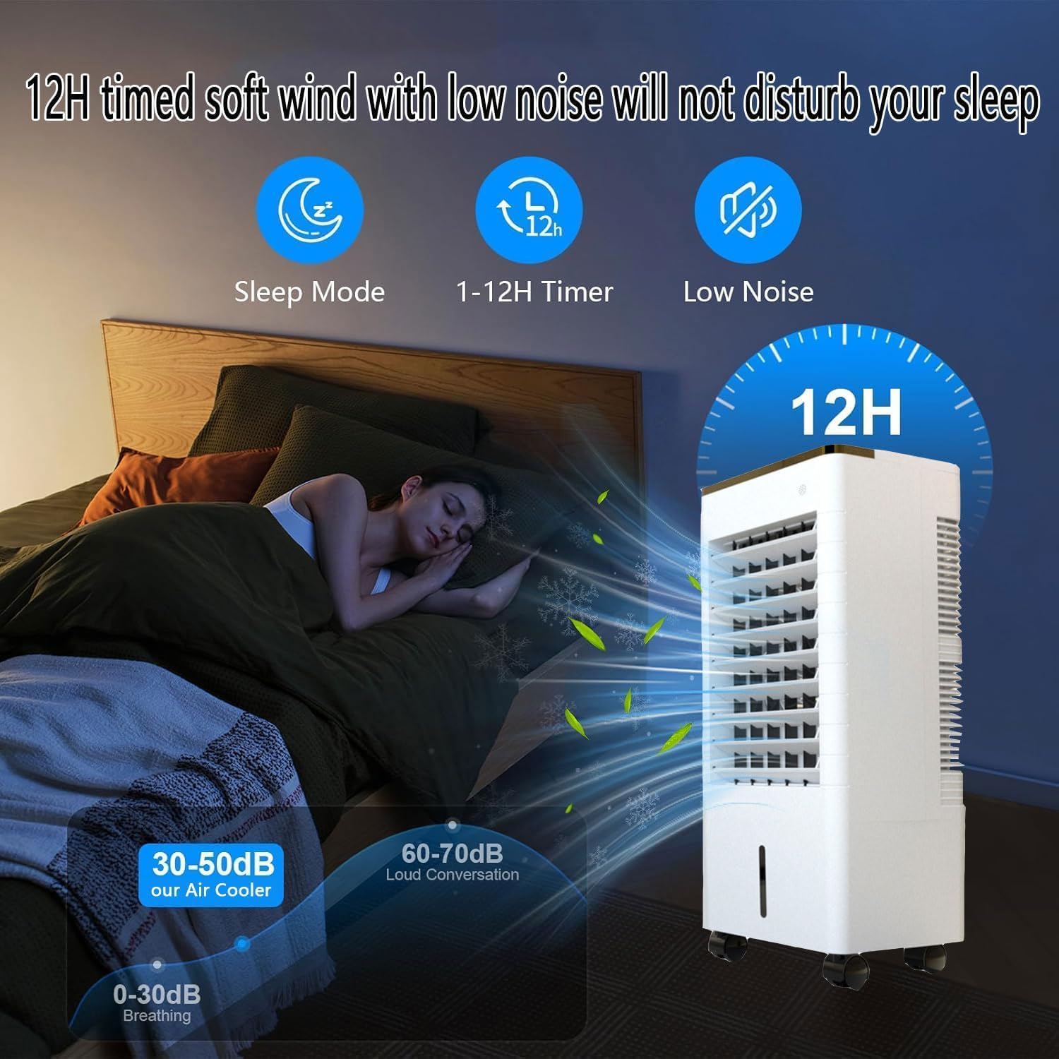  Refroidisseur Dair Par Évaporation, Ventilateur Portable Sans Fenêtre, 3 Vitesses De Ventilation Avec Télécommande, Diffusion Dair Grand Angle À 90°, Minuterie 12 H, Ventilateur Rafraîchissant