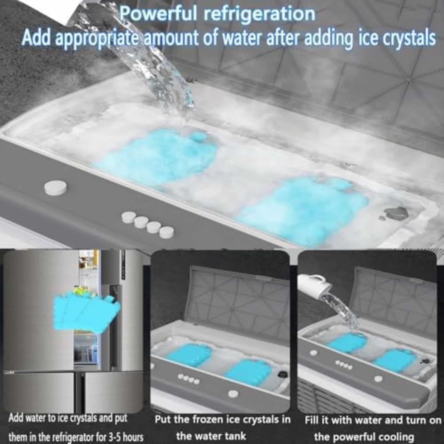 GENERIC Swamp Cooler Climatiseur évaporatif 120 Oscillation Portable AC Avec Ice Pack Télécommande Whisper Silenne Refroidissement Ventilateur Pour Garage Chambre à Coucher Bureau Utilisation