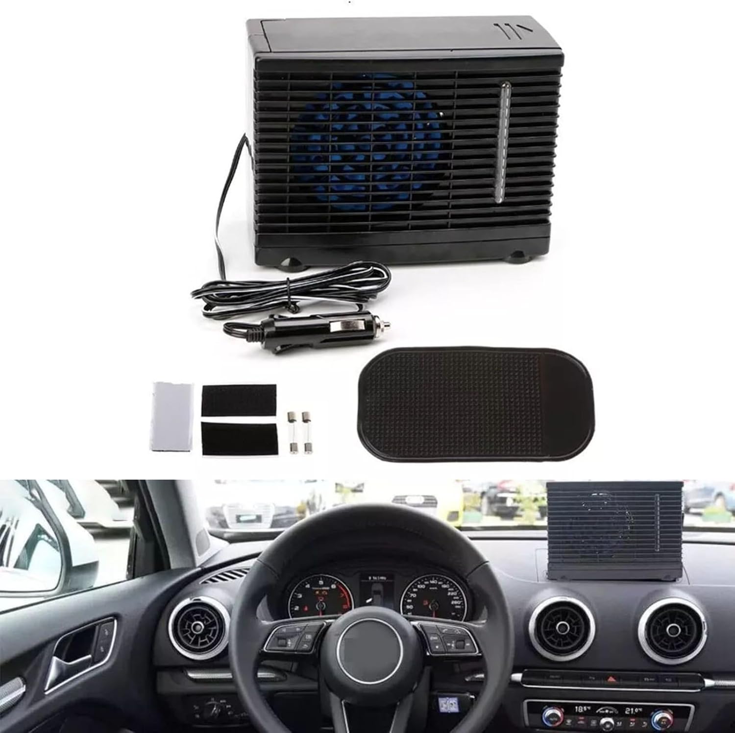  Ventilateur De Refroidissement Portable Pour Voiture, Refroidissement Par évaporation Réglable Pour Cabine De Véhicule, Ventilateur De Bureau à Faible Bruit Avec 3 à 5 Heures D'autonomie, Noir
