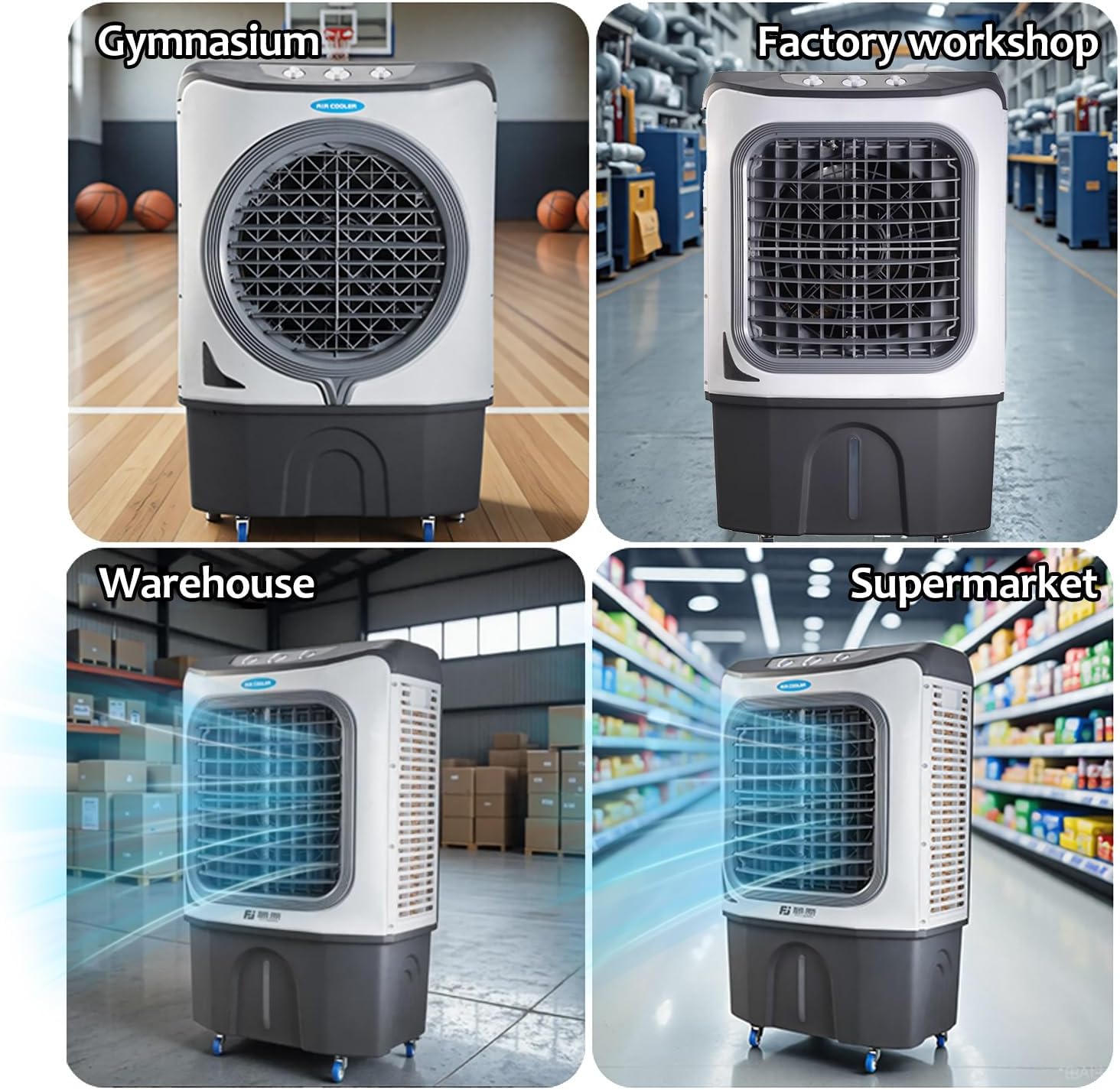  Refroidisseur D'air Par Évaporation, Air Conditioner, Ventilateur Humidificateur 3 En 1, Climatiseur Mobile Pour Intérieur, Extérieur, Patio, Garage