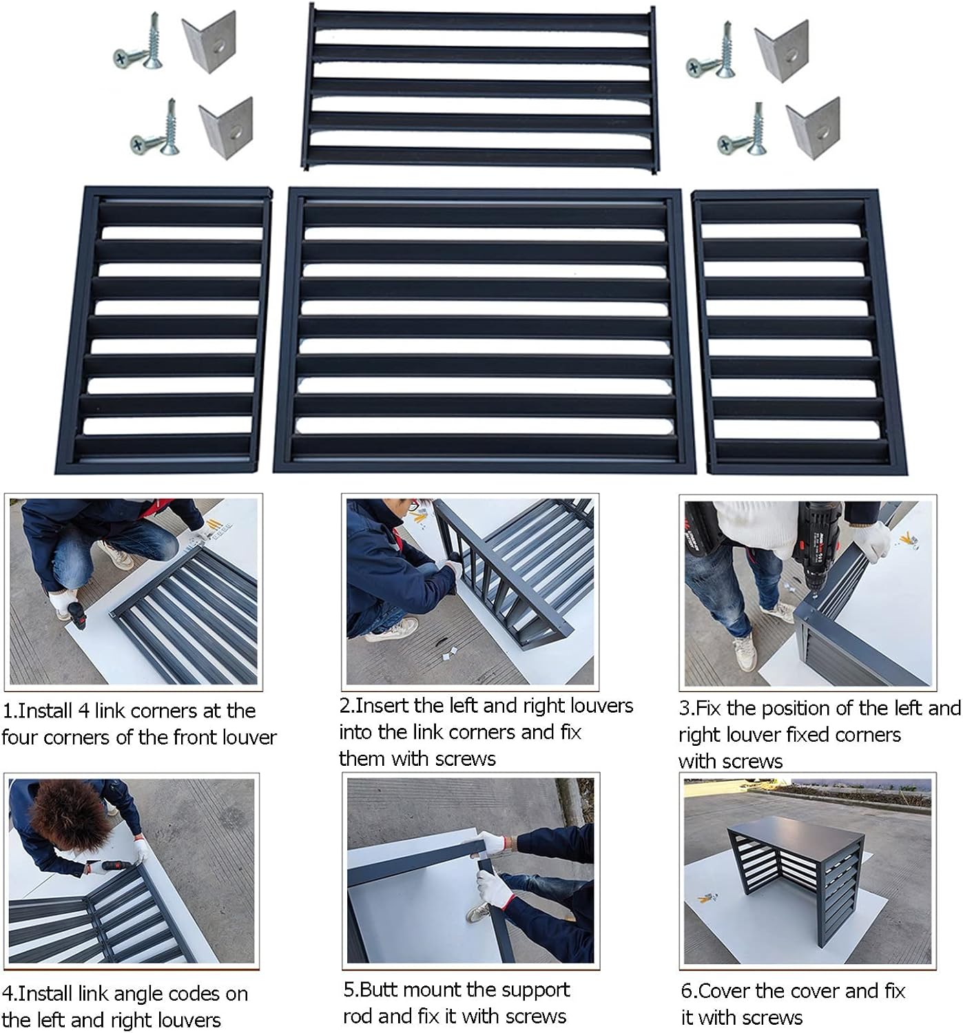 GENERIC Housse De Protection En Aluminium Pour Climatiseur Extérieur Et Support De Fleurs Pour Unités De Climatisation Et Pompes à Chaleur, Boîtier Autoportant Pour Poubelles Ou Unités AC