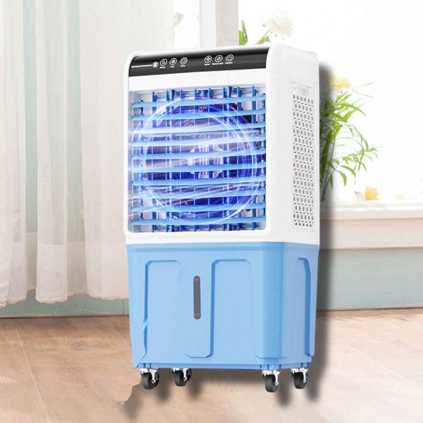 GENERIC Refroidisseur D'évaporation Sans Fenêtre, 40L Tank & Ice Packs, 120 Swing, Ventilateur à Courant Alternatif Portable Pour Chambre à Coucher, Bureau, Patio, Refroidissement Silencieux, Pas De Tuyau Néc