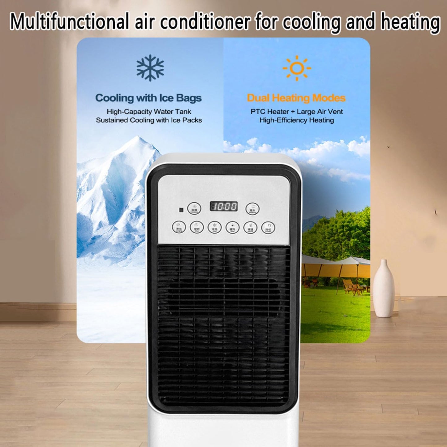 GENERIC Climatiseur Portable 3 En 1 Avec Réservoir De 3 L, 4 Modes Et 3 Vitesses, Minuterie De 12 H, Climatiseur Portatif Au Sol Pour Chambre Intérieure