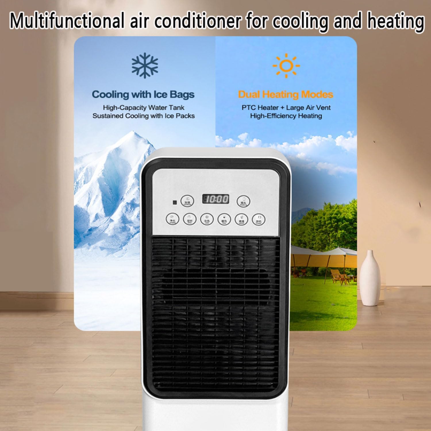 GENERIC Climatiseur Portable 3 En 1 Avec Réservoir De 3 L, 4 Modes Et 3 Vitesses, Minuterie De 12 H, Climatiseur Portatif Au Sol Pour Chambre Intérieure