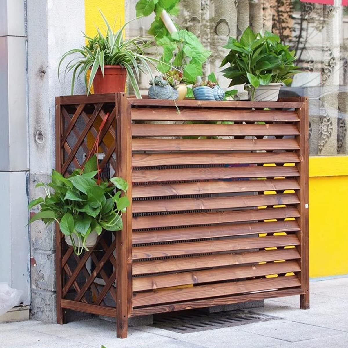  Support De Fleurs En Bois, Housse De Climatiseur D'extérieur Dissimulée, Support De Climatiseur De Jardin En Bois Massif, Cadre De Climatiseur épaissi, Climatiseur