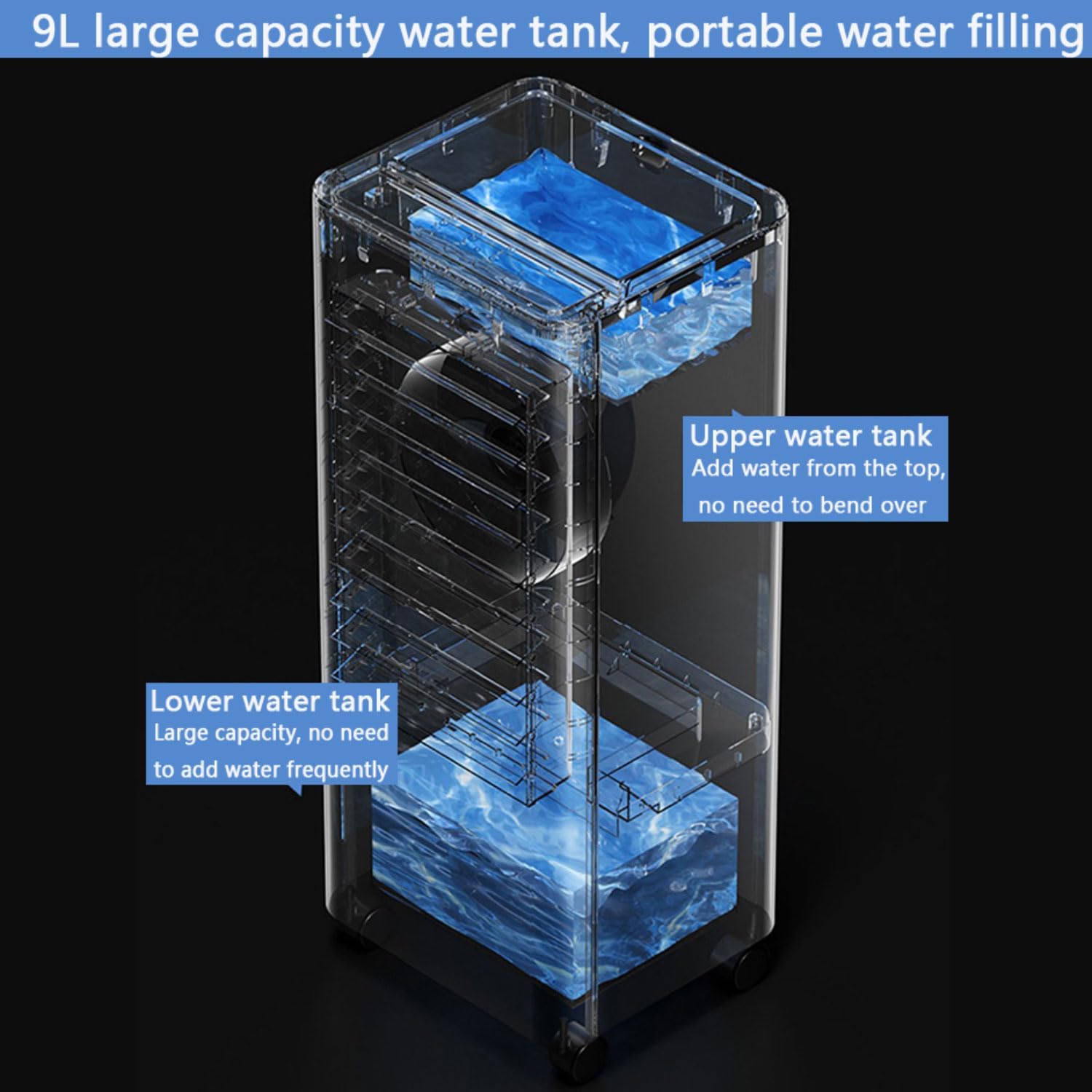 GENERIC Climatiseur Portable Avec Réservoir D'eau Et 3 Vitesses, Refroidisseur D'air Personnel Avec Télécommande, Refroidissement Rapide Sans Fenêtre, Pour Chambre, Camping