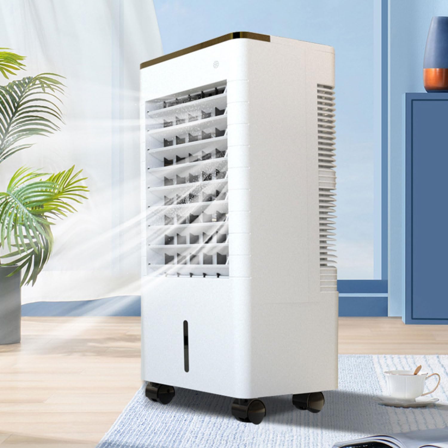 GENERIC Refroidisseur D'air Par évaporation Avec Grand Réservoir D'eau, Minuterie 12h, Oscillation à 90°, 4 Glacières, 2 Modes, 3 Vitesses AC Portable Pour Chambre à Coucher, Bureau à Domicile