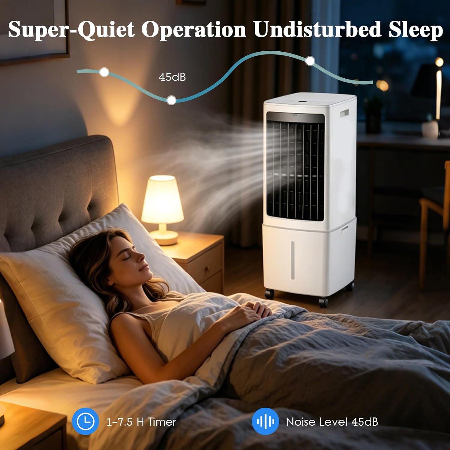  Climatiseur Évaporatif Mobile 12L, Rafraîchisseur D'Air Silencieux Avec Télécommande, 3 Vitesses, 2 Boîtes à Glace Pour Chambre Bureau