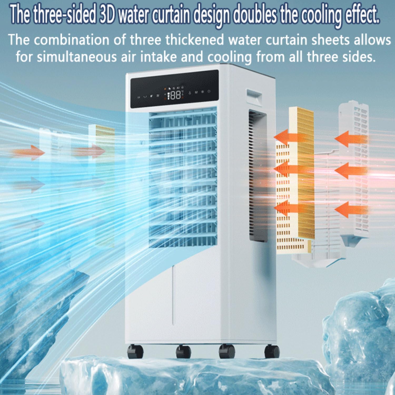 GENERIC Sans Fenêtre, Climatisation Portable Avec Télécommande, Climatiseur, Tubeless, Silencieux, Refroidisseur à évaporation Oscillant, Ventilateur De Réfrigérateur Pour Chambre à Coucher, Intérieur Et Exté
