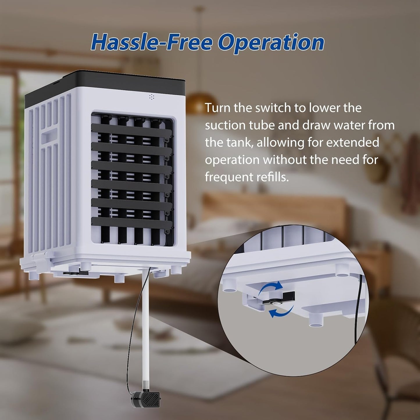  Climatiseur Mobile Sans Évacuation 15L, 3-en-1 Rafraîchisseur D'Air Évaporatif Silencieux Avec Télécommande, Ventilateur Brumisateur & Humidificateur, 3 Modes, Oscillation 120°, Pour Maison Bureau