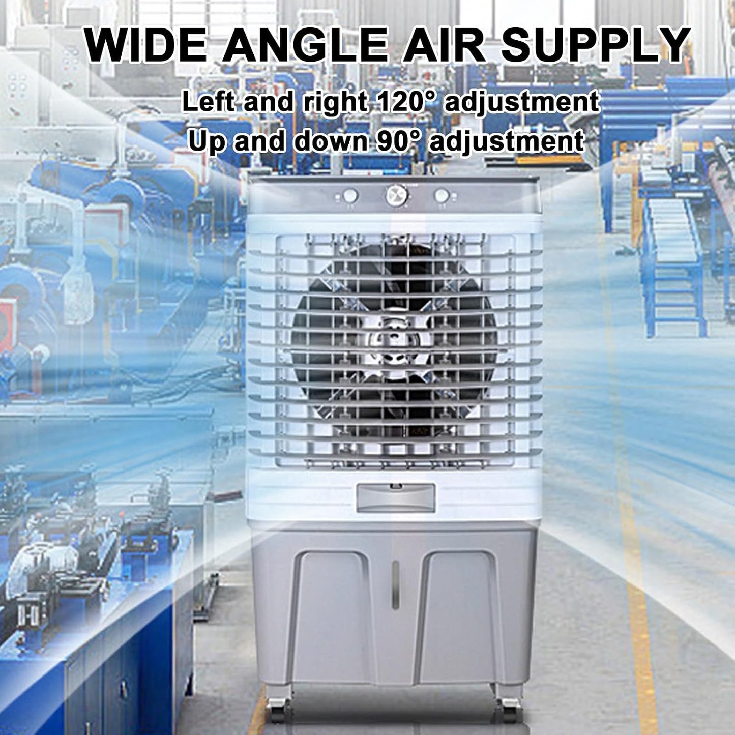 GENERIC Refroidisseur D'air Par évaporation De 26 000 Pi³/min Avec 4 Roues, Réservoir D'eau De 43,6 Litres, Oscillation à 120°, 3 Vitesses, Refroidit Jusqu'à 430 M² Pour Une Utilisation En Intérieur/extérieur