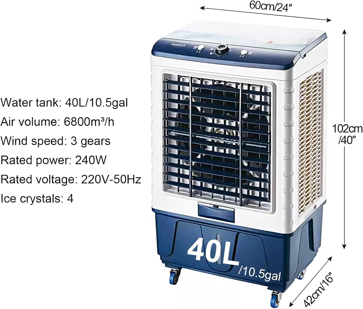 GENERIC Refroidisseur D'air Par évaporation Avec Remplissage Automatique Continu, Roulettes à Volute, Refroidisseur De Marais Pour Usage Commercial, Industriel, Garage, Terrasse, Extérieur