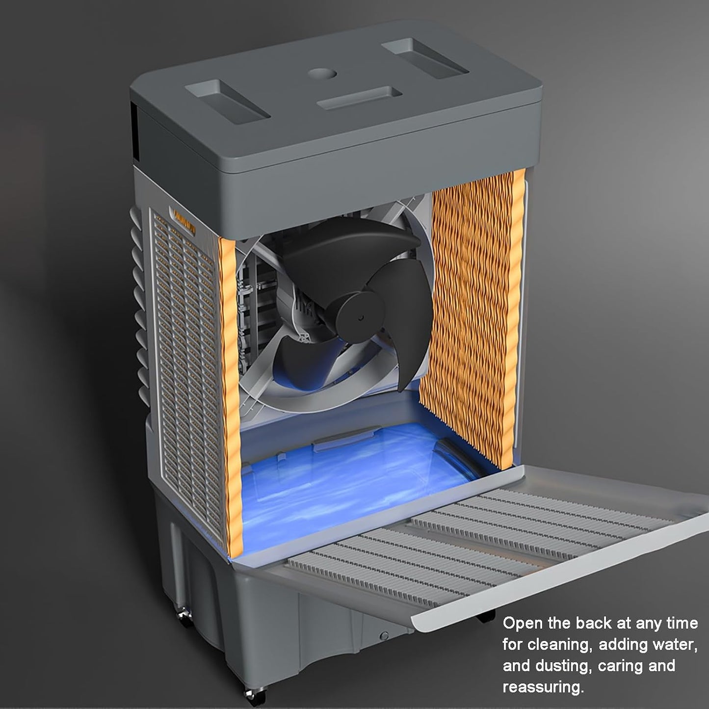 GENERIC Refroidisseur D'air Par évaporation Industriel Avec Oscillation à 120°, 3 Vitesses, 4 Blocs De Glace, 4 Roues Universelles Pour Intérieur Et Extérieur