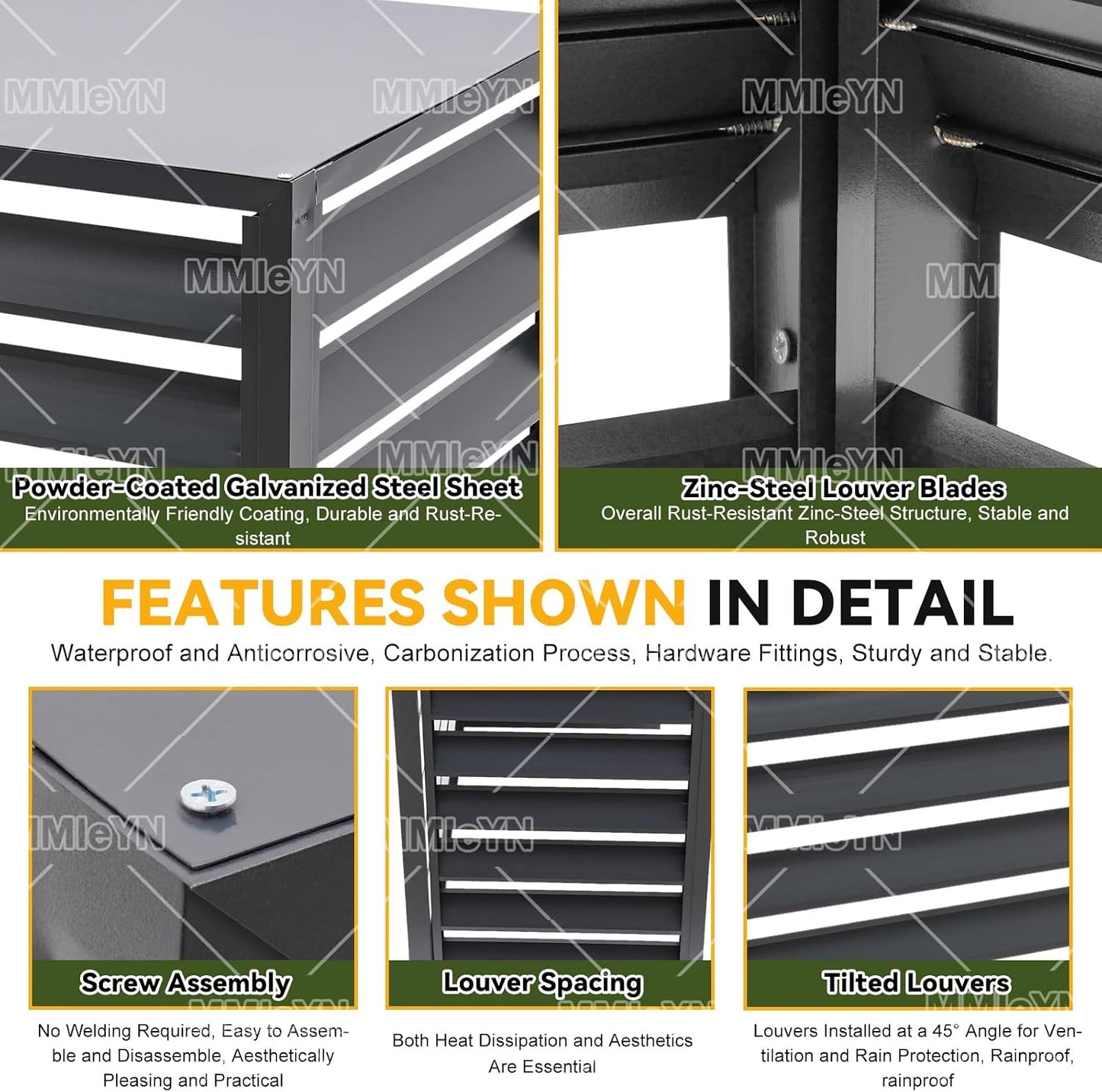 GENERIC Housse De Protection Multifonction Pour Climatiseur D'extérieur En Aluminium 100 X 50 X 70 Cm Avec Clôture D'intimité Et Rangement D'outils De Jardin (champagne)