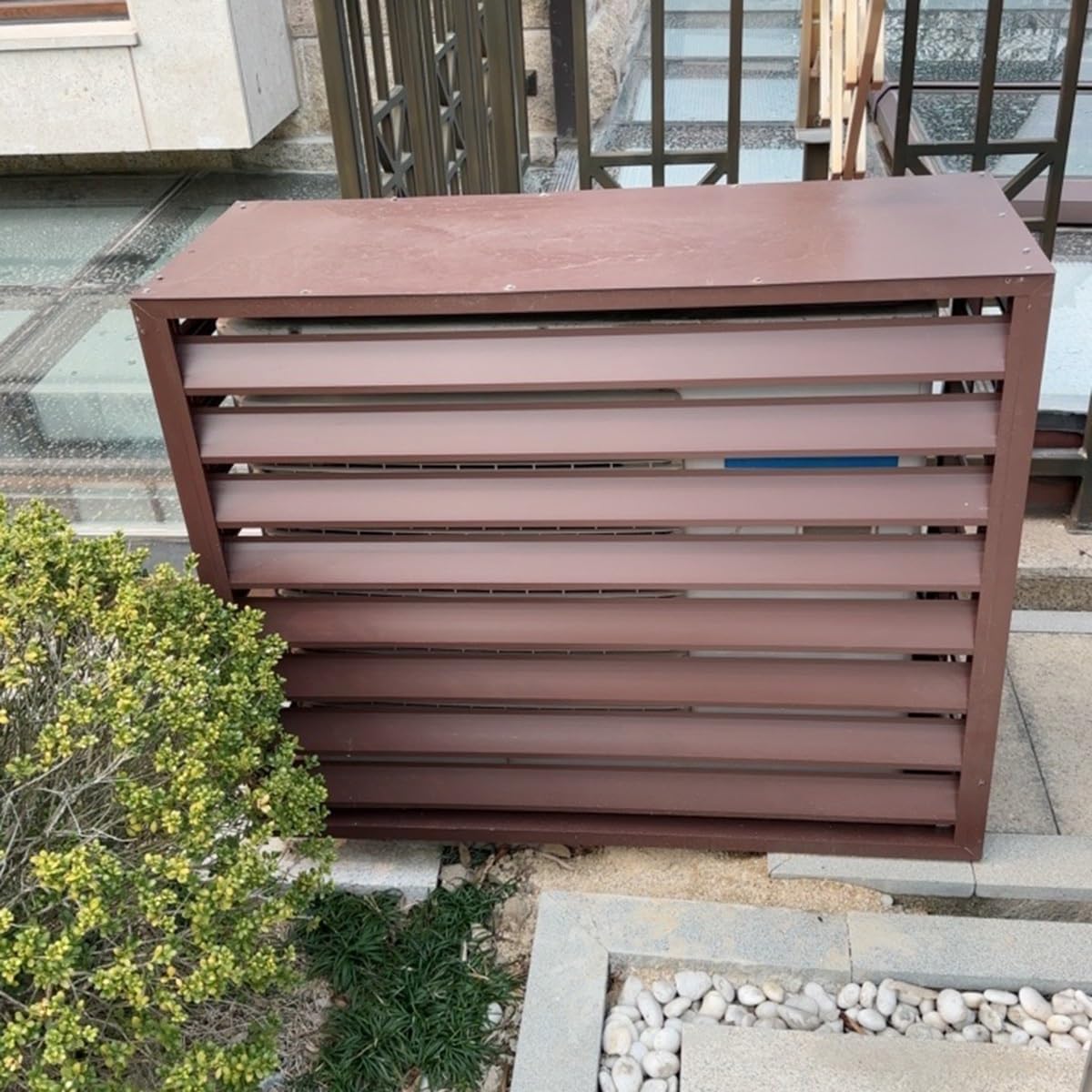GENERIC Housse De Protection Pour Climatiseurs Et Pompes à Chaleur En Alliage D'aluminium - Solution De Rangement D'extérieur - Marron - 110 X 60 X 80 Cm