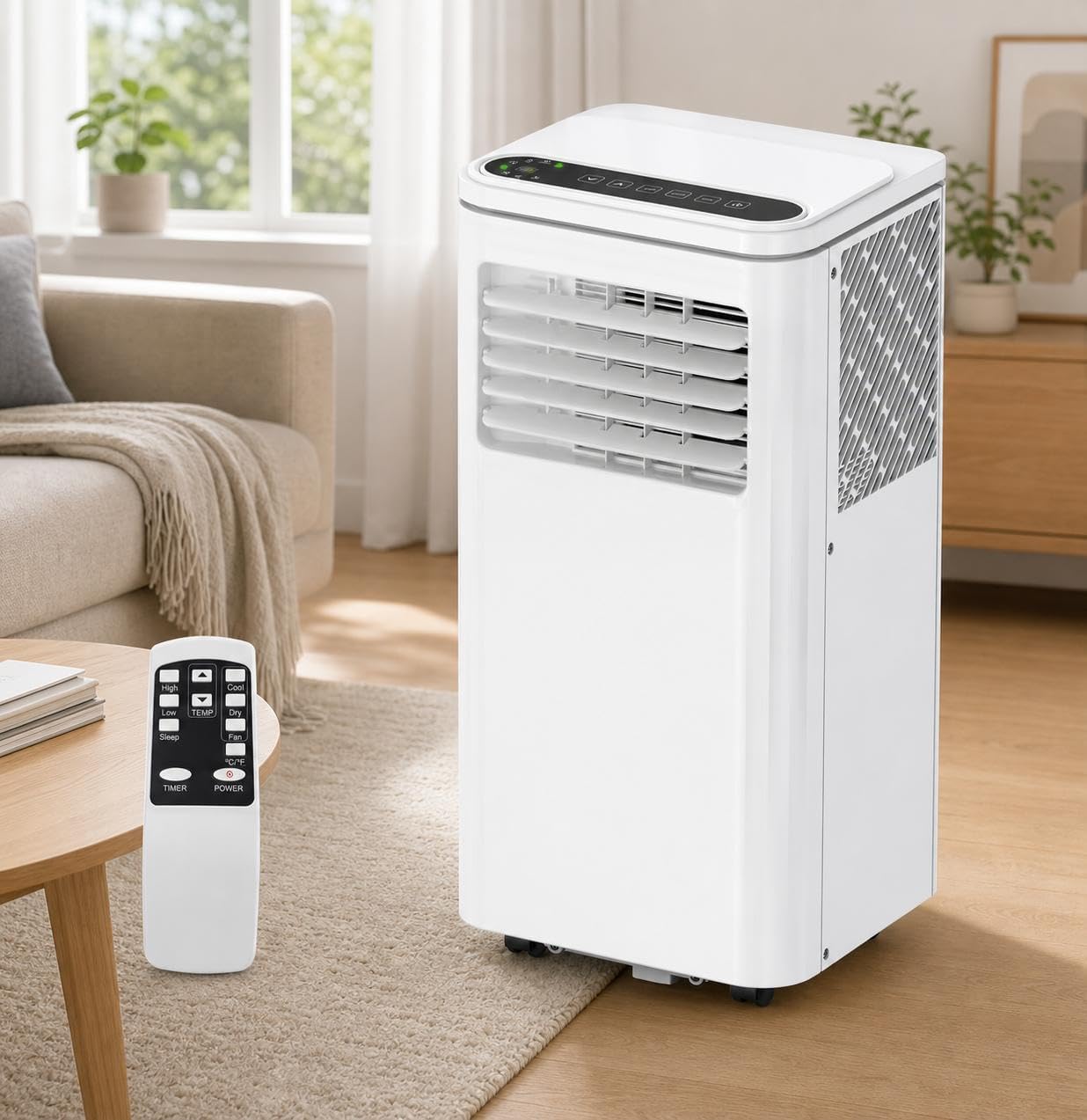  Climatiseurs Portables 10000 BTU - Cools 450 Sq.Ft Rooms, 3 En 1 AC Avec Déshumidificateur, Minuterie Et Télécommande, Comprend Un Kit De Fenêtre