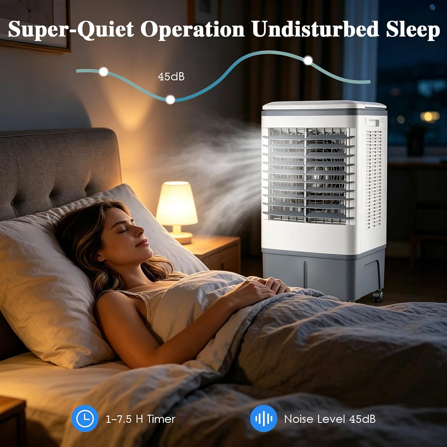  Rafraîchisseur D'Air Portable 20L, Humidificateur Évaporatif Mécanique, 2 Glacières, Grand Réservoir, Utilisation Facile