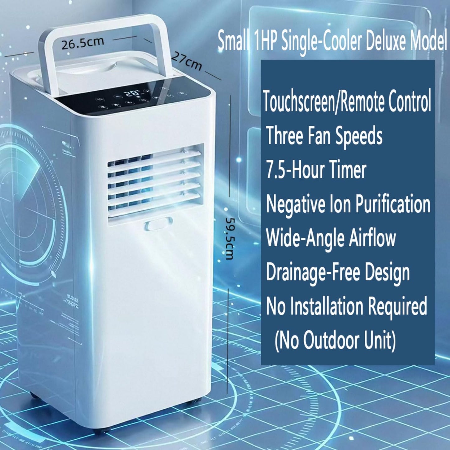  Climatiseur Portable Silencieux Smart AC Refroidit Jusqu'à 300 Sq.Ft.Unité De Climatisation Portable Avec Ventilateur Et Déshumidificateur LED Affichage à Distance 24H Minuterie Kit D'installation De
