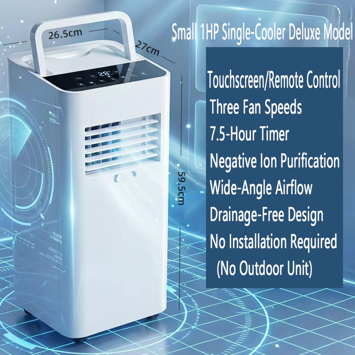  Climatiseur Portable Silencieux Smart AC Refroidit Jusqu'à 300 Sq.Ft.Unité De Climatisation Portable Avec Ventilateur Et Déshumidificateur LED Affichage à Distance 24H Minuterie Kit D'installation De