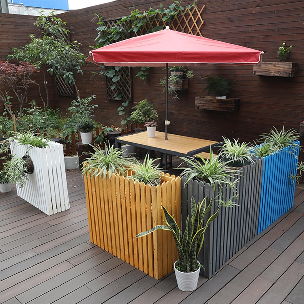 GENERIC Clôture En Bois Massif Pour Climatiseur – Housse Pour Unité Extérieure Et Support De Plantes Anti-corrosion 100 X 30 X 80 Cm Parfait Pour Cacher Les Unités De Climatisation Et Améliorer La Décoration