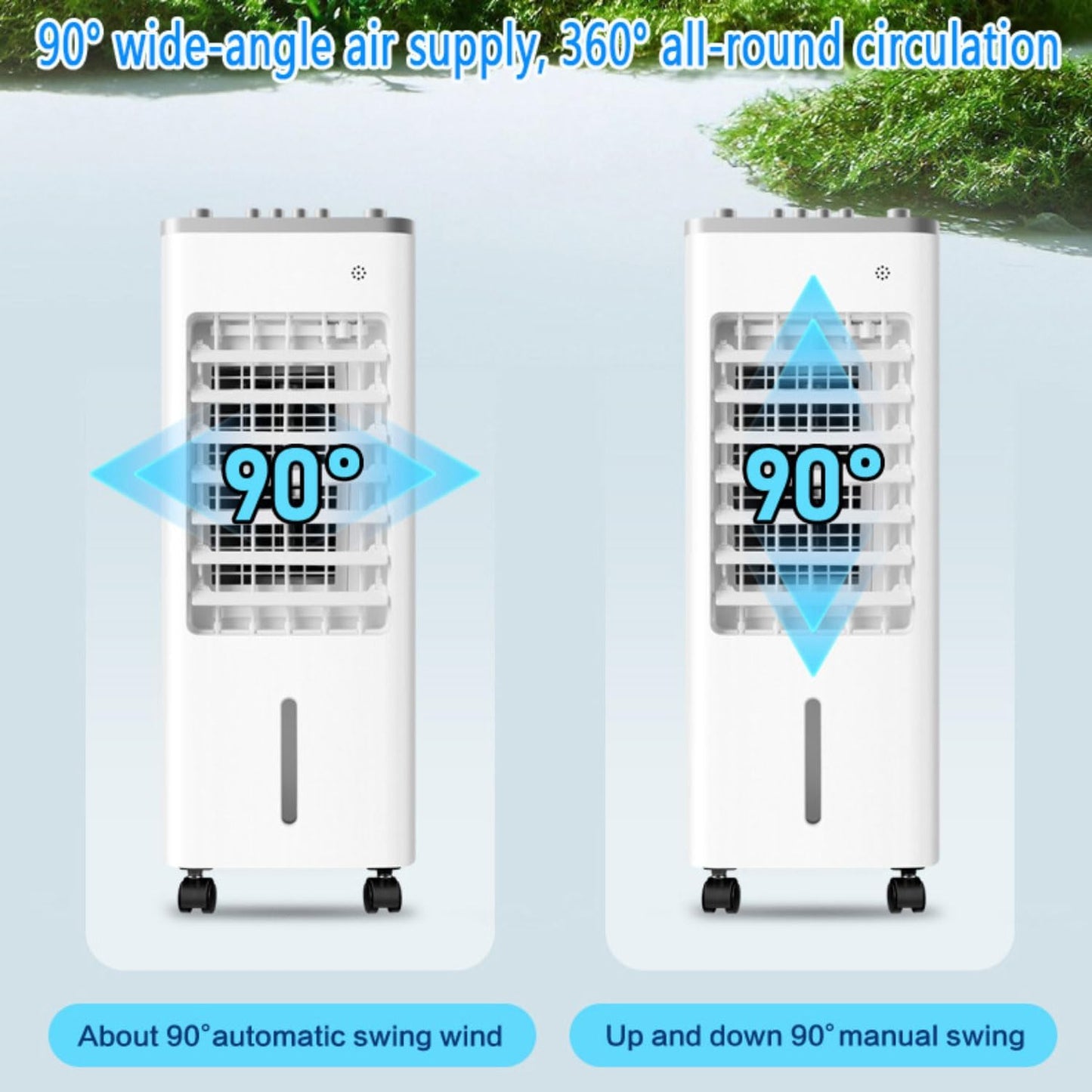 GENERIC Vitres Portables Climatiseurs Évaporatif Refroidisseur D'air LED Affichage Portable Ventilateur De Refroidissement Purificateur D'air 3 Vitesses 90°Oscillant 8H Minuterie Refroidissement AC Unit Humid