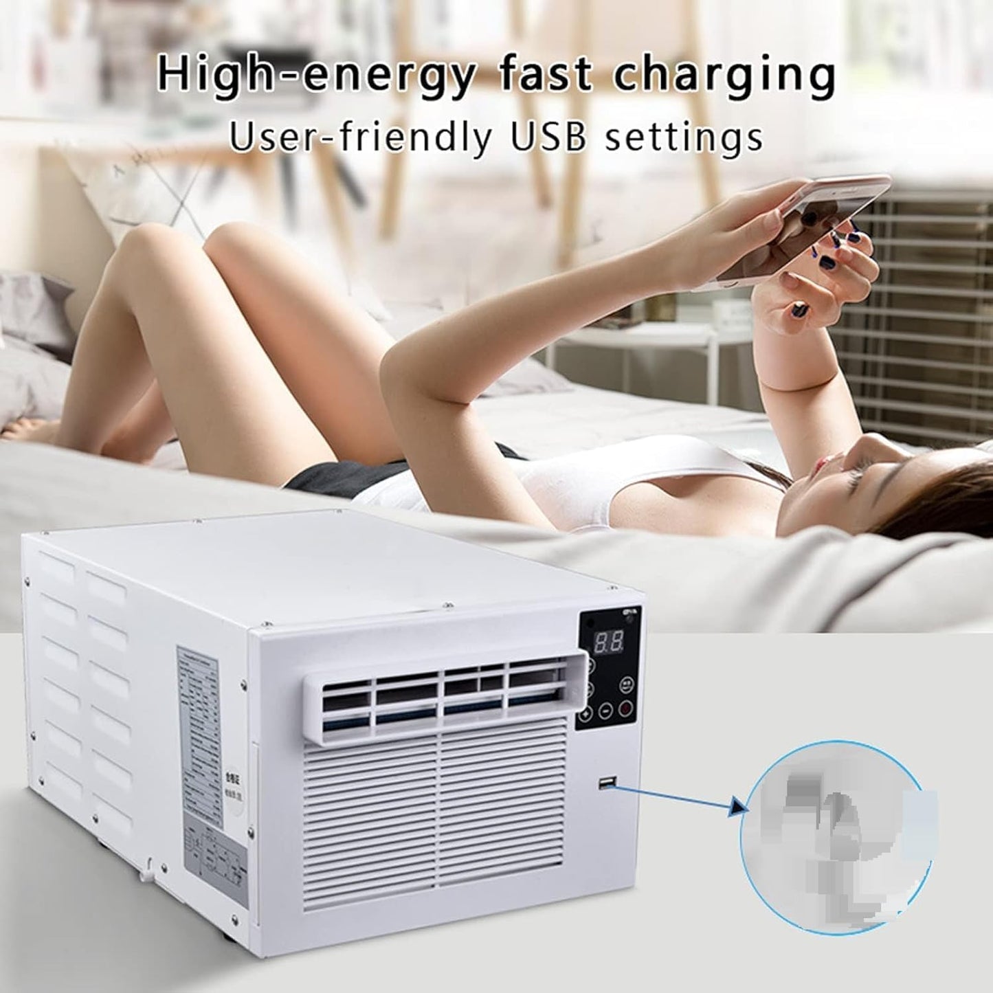 GENERIC 280W Portable Mini Climatiseur, Refroidisseur à Compresseur Ultra Silencieux, Unité De Climatisation De Fenêtre Efficace D'énergie Avec Télécommande Pour Chambre à Coucher Logement De Logement De Somm
